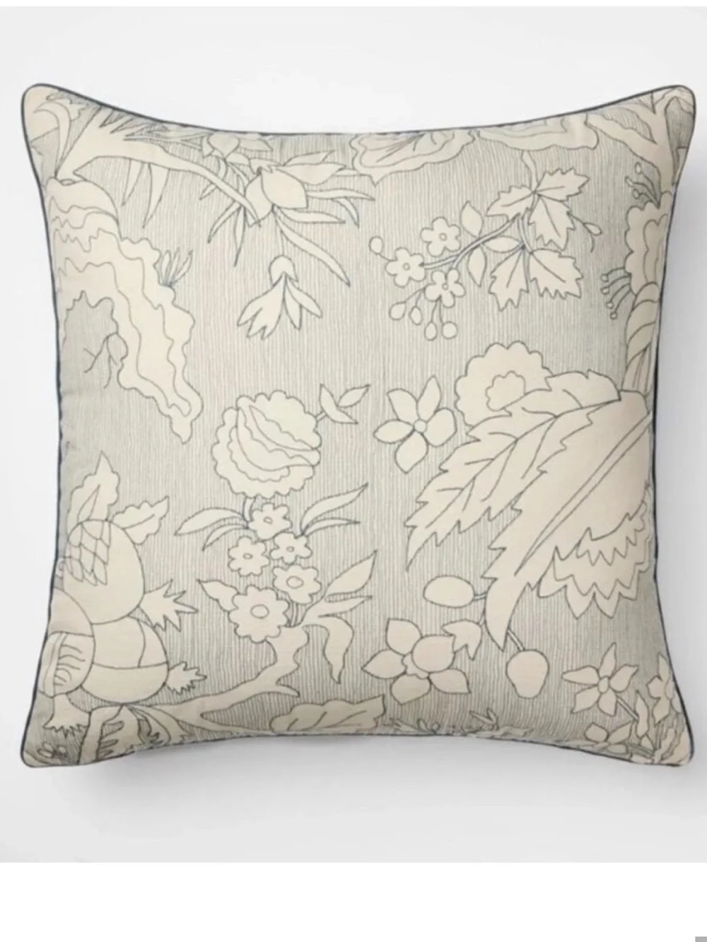 Threshold Studio McGee Cream with Blue Floral Embroidery Accent Pillow Case